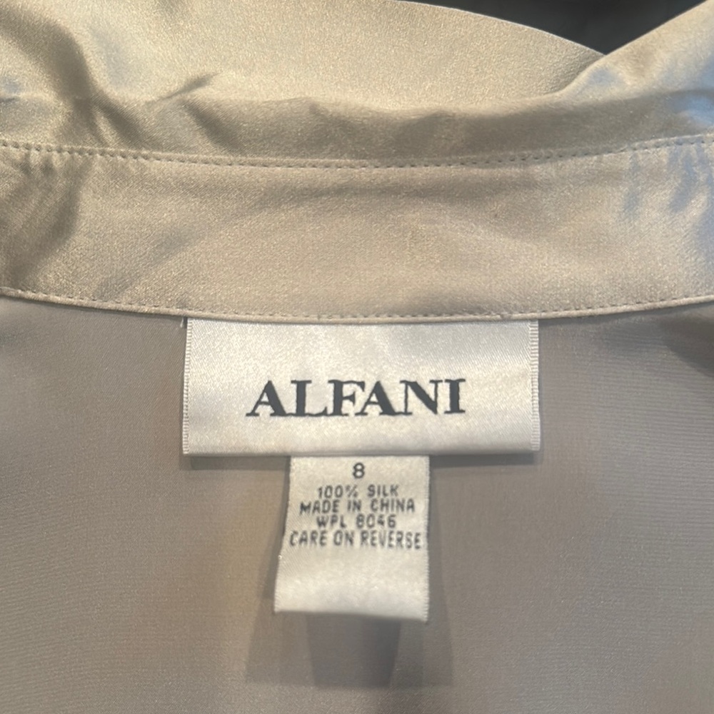 Alfani Silver Blouse Satin Top - Picture 7 of 8